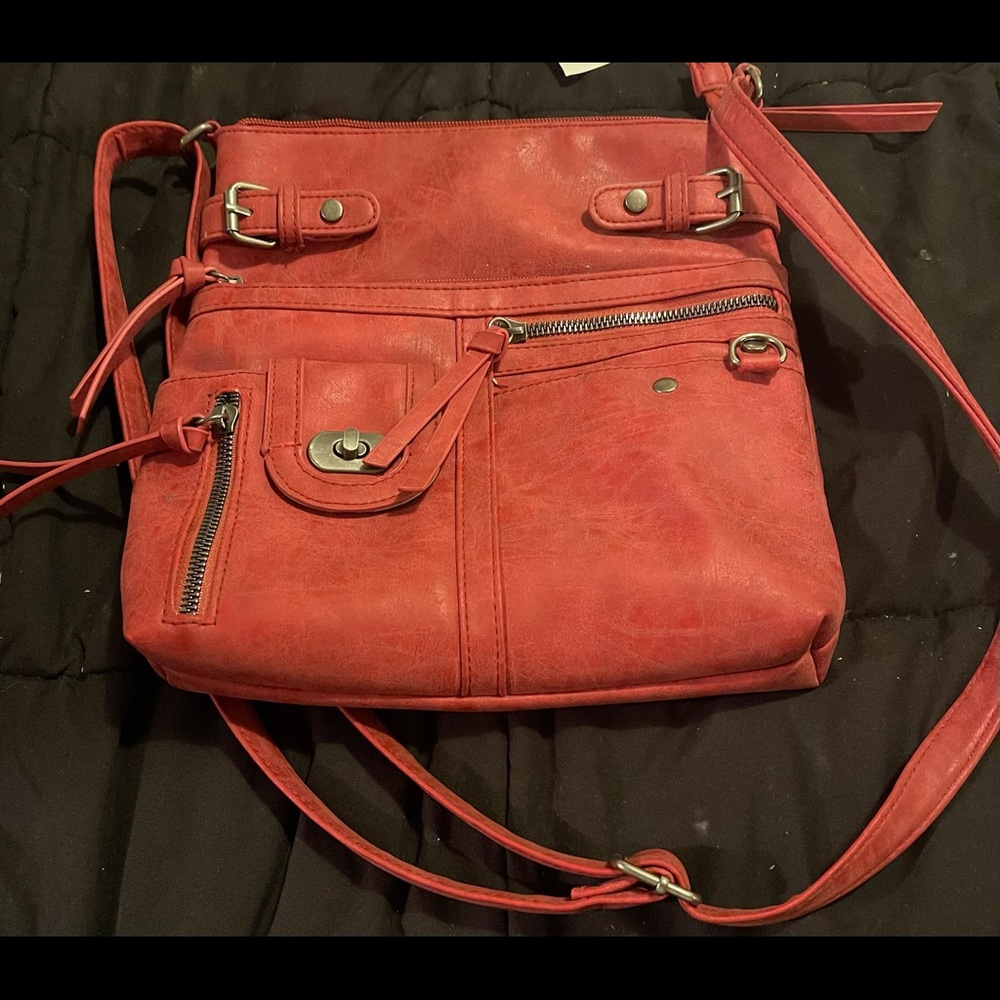 Red suede purse